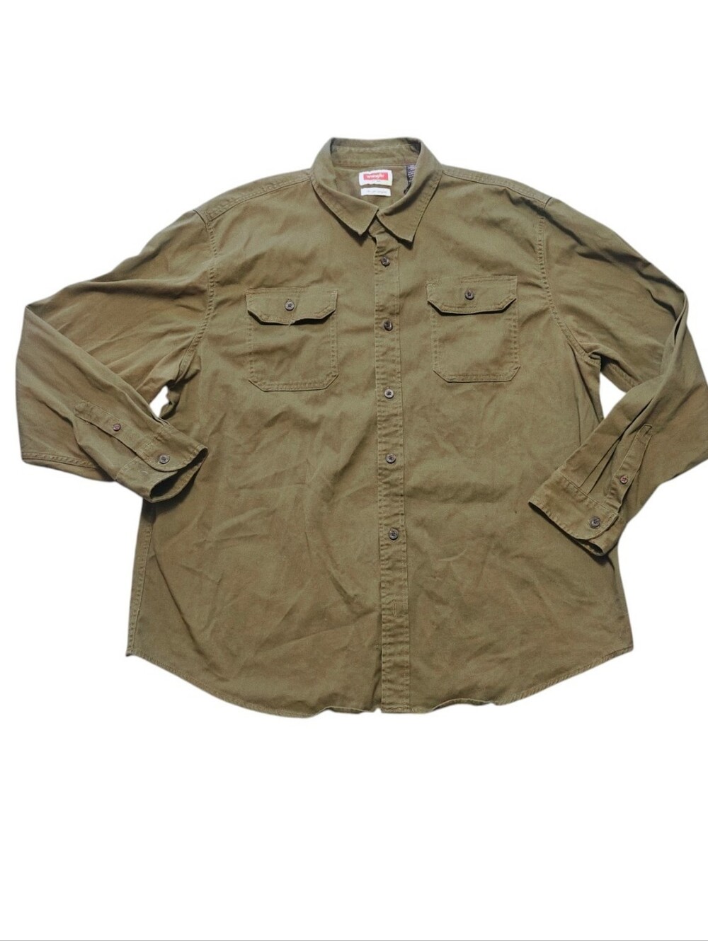 Wrangler Men's Olive Green Button-Up Utility Shirt Size 2XL